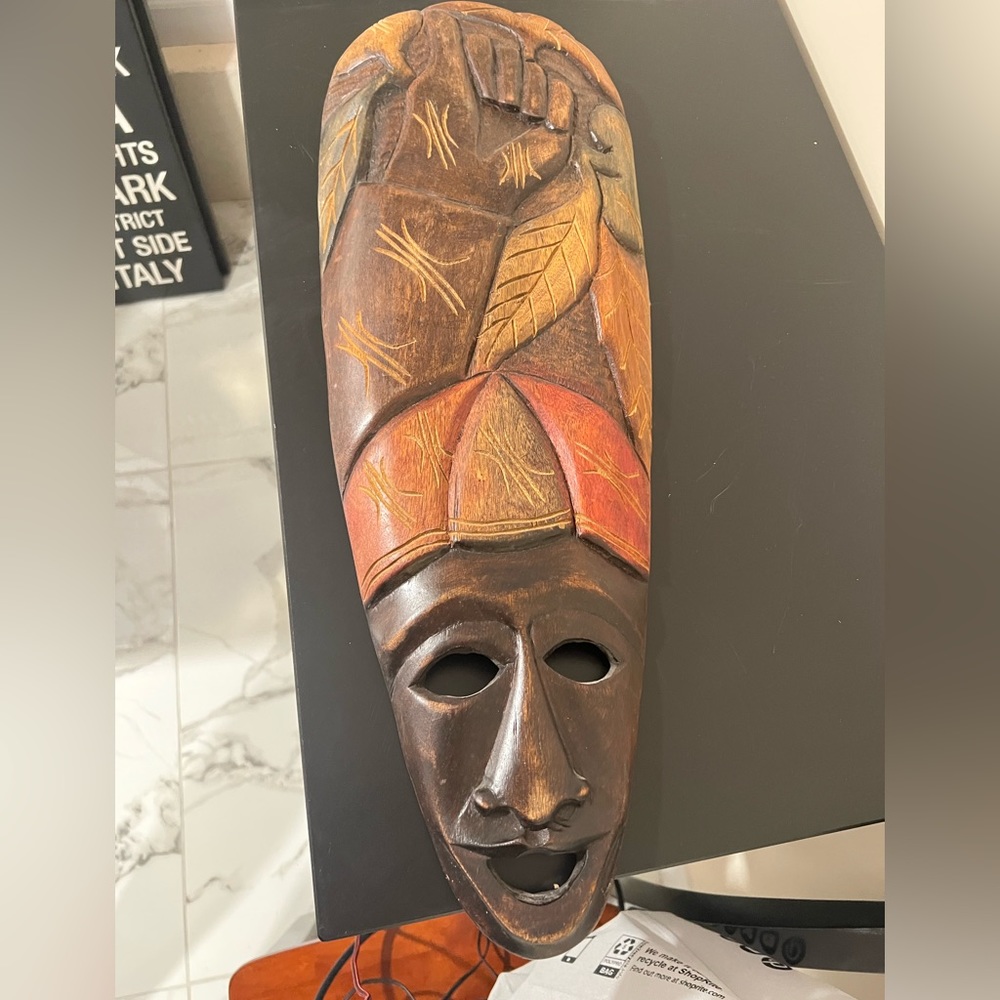 Handmade wood craved African masks